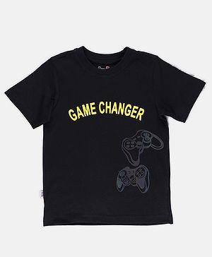 SpyBy Half Sleeves Text Printed Tee - Black