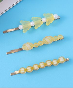 Pine Kids Hair Pins And Clips Pack of 3 - Yellow