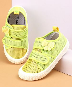 Cute Walk by Babyhug Velcro Closure Causal Shoes with Butterfly Applique - Green