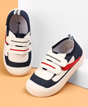 Cute Walk by Babyhug Double Velcro Closure Color Block Print Casual Shoes - Navy Blue