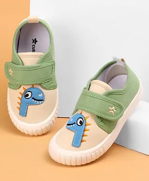 Cute Walk by Babyhug Velcro Closure Sneakers -White & Green