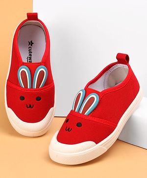 Cute Walk by Babyhug Casual Shoes with Bunny Face Applique - Red