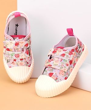 Cute Walk by Babyhug Casual Shoes with Velcro Closure Floral Print - Purple