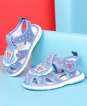 Cute Walk by Babyhug Sandals With Velcro Closure & Butterfly Applique - Blue