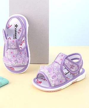 Cute Walk By Babyhug Sandals With Velcro Closure & Mesh Detailing - Purple