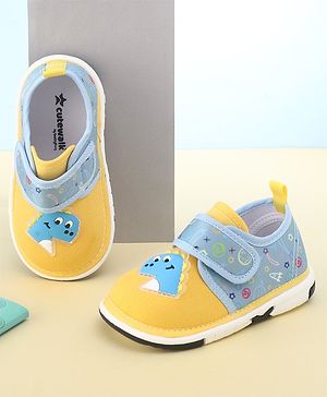 Cute Walk by Babyhug Velcro Closure Sandals with Dino Patch Applique  - Yellow