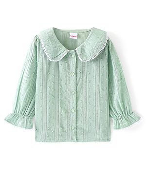 Babyhug Full Sleeves Collared Dobby Top - Green