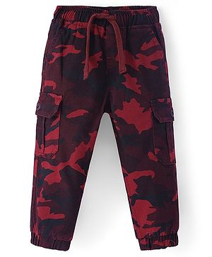 Babyhug Twill Full Length Printed Trouser - Red