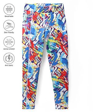 Pine Active Knit Full Length Super Stretch Leggings With Abstract Print - Multicolor