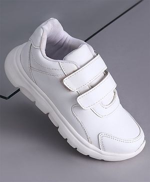 Pine Kids School Shoes with Velcro Closure - White