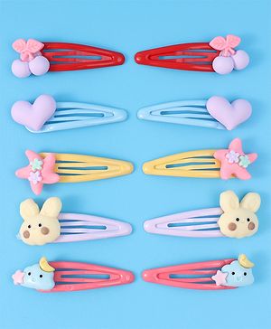 Babyhug Snap Clips with Appliques Free Size Pack of 10 -Multicolor
