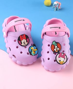 Cute Walk by Babyhug Disney Clogs with Backstrap Minnie Mouse Applique - Purple