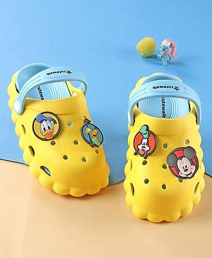 Cute Walk by Babyhug Disney Clogs With Back Strap Closure & Mickie Mouse & Friends Graphics - Yellow