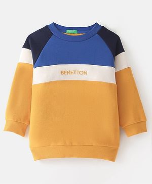 UCB Knit Full Sleeves  Cut & Sew Sweatshirt with Text Design - Yellow