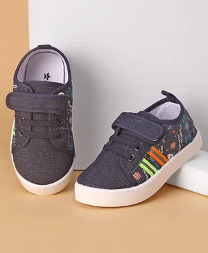 Cute Walk by Babyhug Velcro Closure Sneaker Shoes With Space Theme Print - Navy Blue main image 0