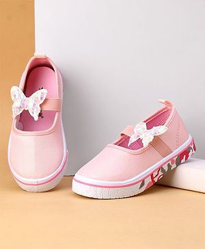Cute Walk by Babyhug Velcro Closure Casual Shoes Butterfly Applique - Pink