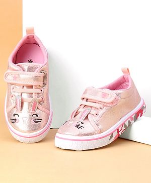 Cute Walk by Babyhug Shoes Kitty Print with Velcro Closure - Pink