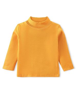 Babyhug Cotton Knit  Full Sleeves Solid Skivi T-Shirt - Yellow