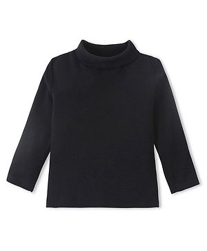 Babyhug Cotton Knit Full Sleeves Solid Skivi T-Shirt - Black