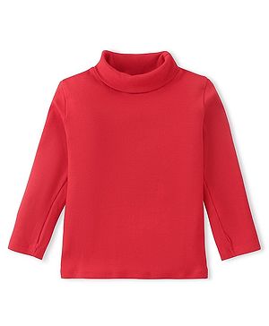 Babyhug Cotton Knit  Full Sleeves Solid Skivi T-Shirt - Red
