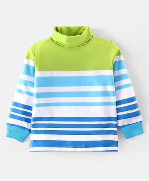 Babyhug Cotton Knit  Full Sleeves Skivi T-Shirt with Striped Print - Multicolor