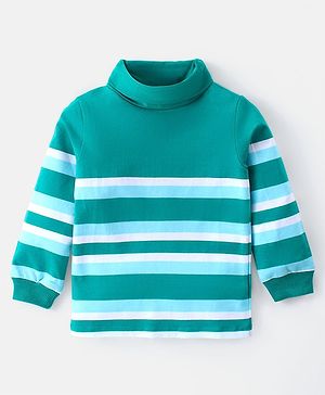 Babyhug Cotton Knit Full Sleeves Skivi T-Shirt with Stripes Print - Multicolor