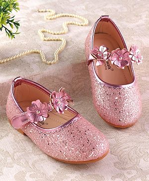 Cute Walk by Babyhug Ballerina with Velcro Closure & Floral Applique - Pink