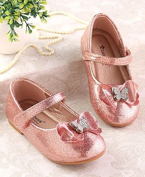 Cute Walk by Babyhug Ballerina with Velcro Closure & Bow Applique - Rose Gold