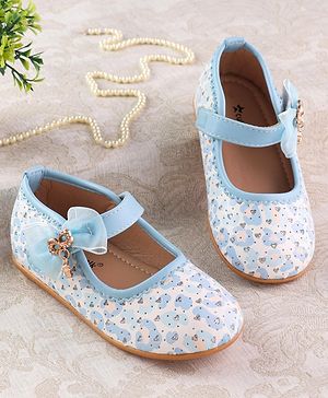 Cute Walk by Babyhug Velcro Closure Ballerina With Bow Applique - Blue