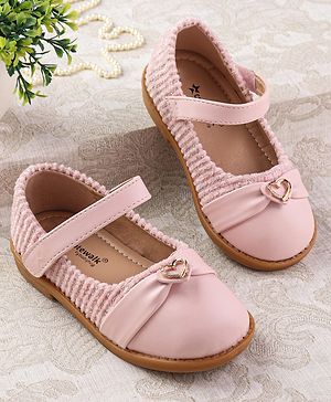 Cute Walk by Babyhug Velcro Closure Ballerina with Heart Applique - Pink