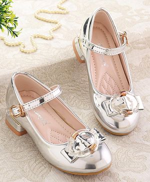 Cute Walk by Babyhug Ballerinas with Buckle Closure & Bow Applique -  Silver