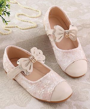 Cute Walk by Babyhug Ballerina with Velcro Closure & Bow Applique - Beige