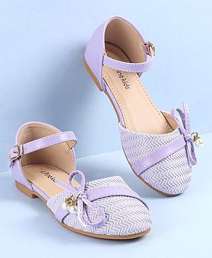Pine Kids Ballerinas with Buckle Closure & Bow Applique - Purple