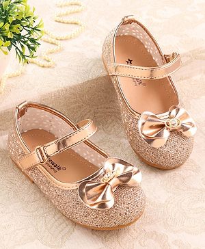 Cute Walk by Babyhug Ballerina with Velcro Closure & Bow Applique - Gold