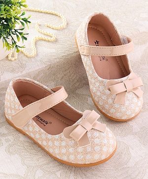 Cute Walk by Babyhug Velcro Closure Ballerina with Bow Applique - Beige