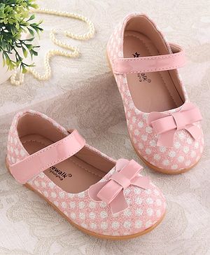 Cute Walk by Babyhug Velcro Closure Ballerina with Bow Applique - Pink