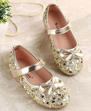Cute Walk by Babyhug Ballerina With Sequins & Bow Applique - Golden