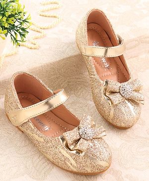 Cute Walk by Babyhug Ballerina with Velcro Closure & Bow Applique - Gold