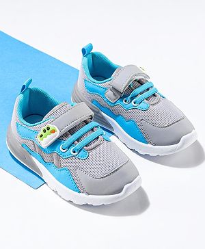 Cute Walk by Babyhug Sneaker Shoes with Vecro Closure &  Crocodile Appliques - Grey