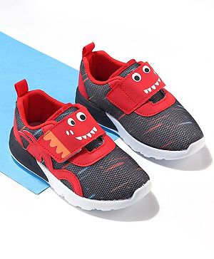 Cute Walk by Babyhug Velcro Closure Sneaker Shoes With Animal Print - Black
