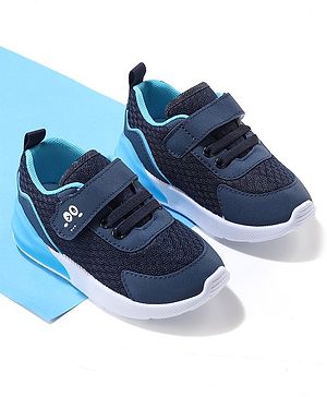 Cute Walk by Babyhug Velcro Closure Sneakers With Animal Print Detailing - Navy Blue