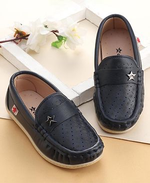 Cute Walk by Babyhug Formal Slip On Shoes With Star Applique - Blue
