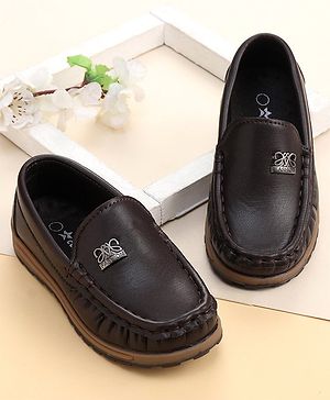 Cute Walk By Babyhug Slip On Party Wear Shoes - Dark Brown