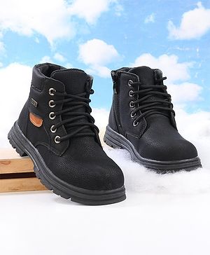 Cute Walk by Babyhug Winter Boots with Lace Up Closure - Black