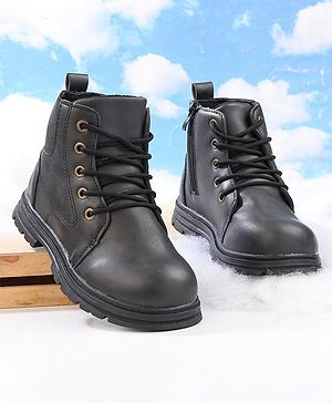 Cute Walk by Babyhug Lace Up  Winter Boots - Black