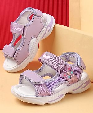 Cute Walk by Babyhug Sandals with Velcro Closure & Butterfly Applique - Purple