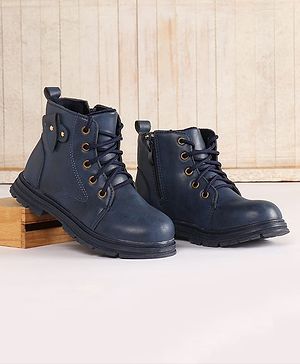 Pine Kids Winter Boots with Lace Up Closure -  Blue