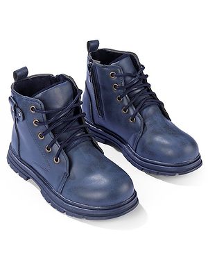 Pine Kids Winter Boots with Lace Up Closure -  Blue