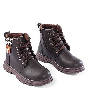 Pine Kids Winter Boots with Lace Up Closure - Brown