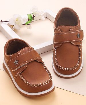 Cute Walk by Babyhug Velcro Closure Formal & Party Wear Shoes with Applique - Brown